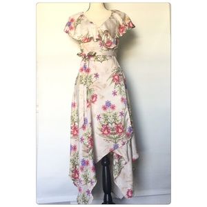 Floral Pattern Wrap Dress